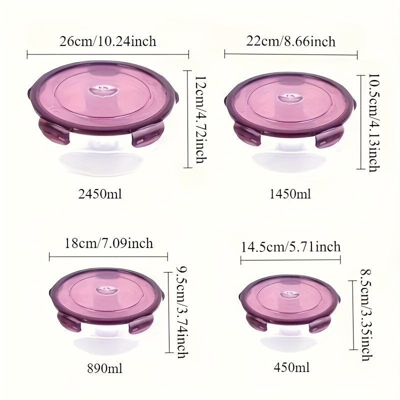 Airtight Refrigerator Food Storage Containers Set of 3 or 4 - Large Capacity Plastic Fridge Organizer Boxes for Fruit, Vegetables, Meat, Eggs, Leftovers - Stackable, BPA Free, Easy Clean, Fresh Keeper