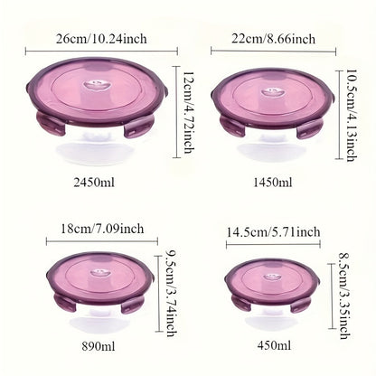 Airtight Refrigerator Food Storage Containers Set of 3 or 4 - Large Capacity Plastic Fridge Organizer Boxes for Fruit, Vegetables, Meat, Eggs, Leftovers - Stackable, BPA Free, Easy Clean, Fresh Keeper