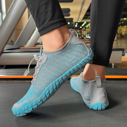 Striped Lace-Up Water Shoes for Men & Women – Quick-Dry Non-Slip Rubber Sole Aqua Shoes for Beach, Swimming, Diving, Hiking, Yoga & Indoor Fitness, Lightweight All-Season Footwear
