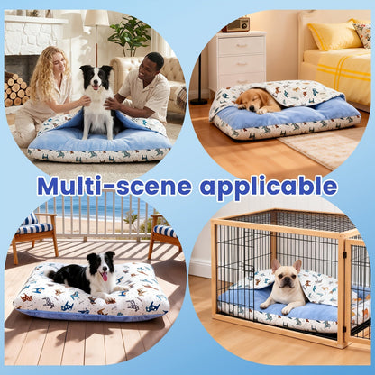 Washable Dog Bed Mat – Breathable Summer Pet Mattress with Removable Cover & Non-Slip Bottom, Cute Animal Patterns, All-Season Crate Pad for Small Medium Large Dogs & Indoor Cats