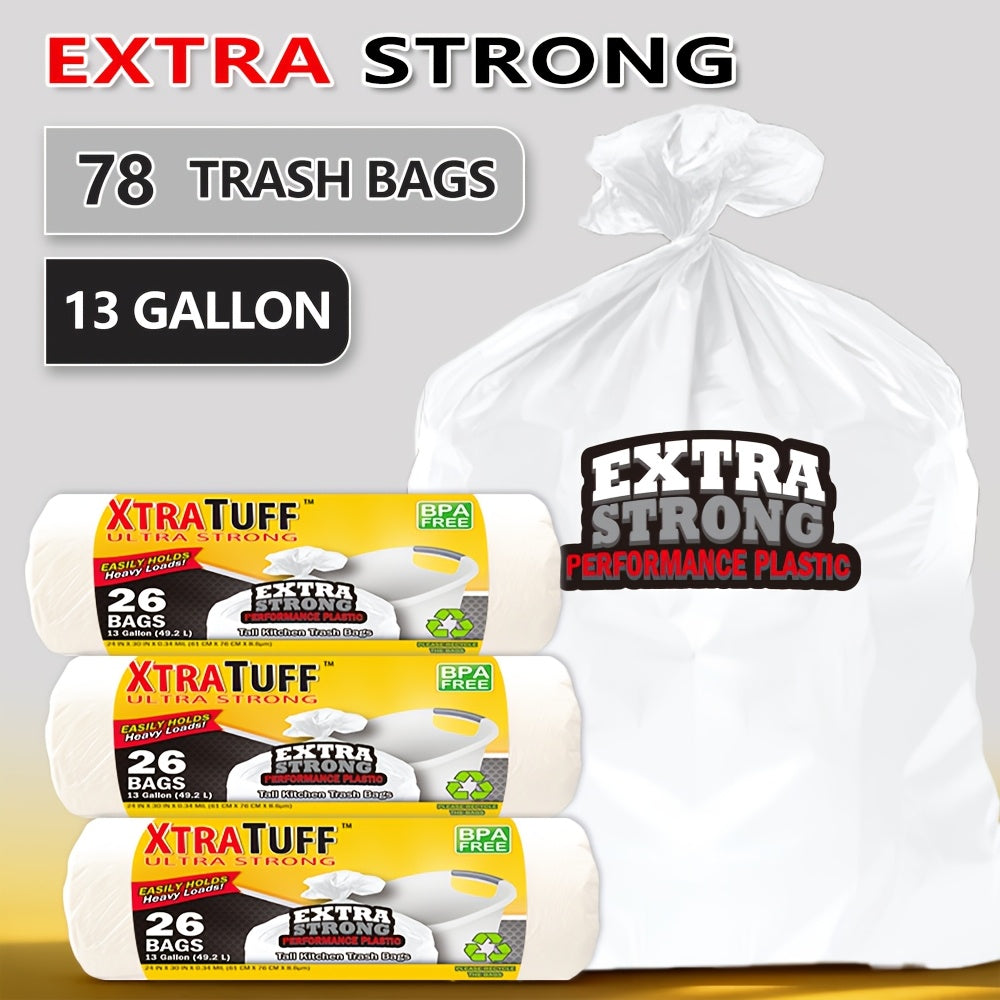13 Gallon Drawstring Kitchen Trash Bags with Odor Eliminator – Puncture & Tear Resistant Disposable Garbage Bags, Lemon Mint Fresh Scent, Available in 78-Count & 150-Count Boxes