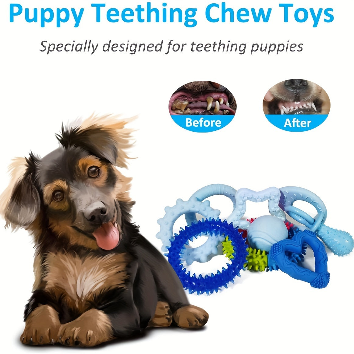Puppy Teething Toy Variety Pack – Assorted Chew Toys, Rope Toys, Squeaky Toys & Treat Balls for Small & Medium Dogs, Perfect Christmas, Halloween & Birthday Gift for Puppies