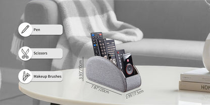 Remote Control Holder with 5 Compartments, Faux Leather Desktop Organizer Caddy for Living Room, Holds TV Remotes Pens Eyeglasses Makeup Brushes Office Stationery, Home Decor Storage Box Accessory