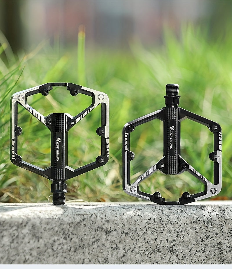 Aluminum Alloy Bike Pedals 3 Bearings Non-Slip Lightweight Bicycle Pedals with Hexagonal Sleeve for Mountain Bikes & Road Bikes – Easy Install, Durable Multi-Color Cycling Accessories, 1 Pair