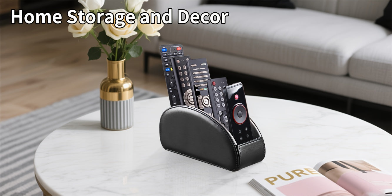 Remote Control Holder with 5 Compartments Desktop Organizer Caddy – Bedside Storage Box for TV Remotes Pens Eyeglasses Office Stationery Home Appliance Controllers