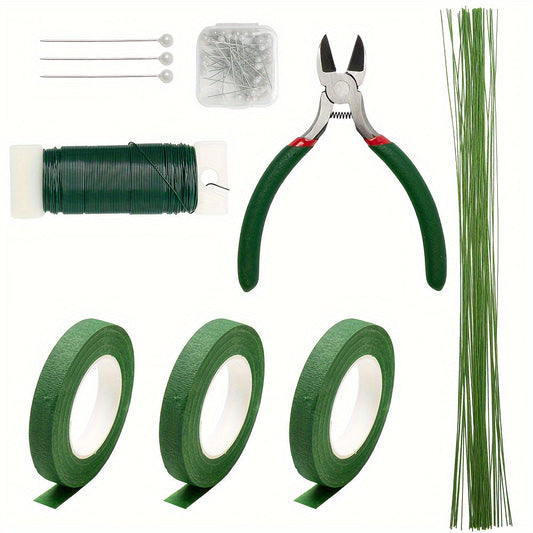 105Pcs Floral Arrangement Kit with Green Floral Tape Wire Boutonniere Flower Pins and Wire Cutter – DIY Wreath Making Wedding Bouquet Corsage Craft Supplies