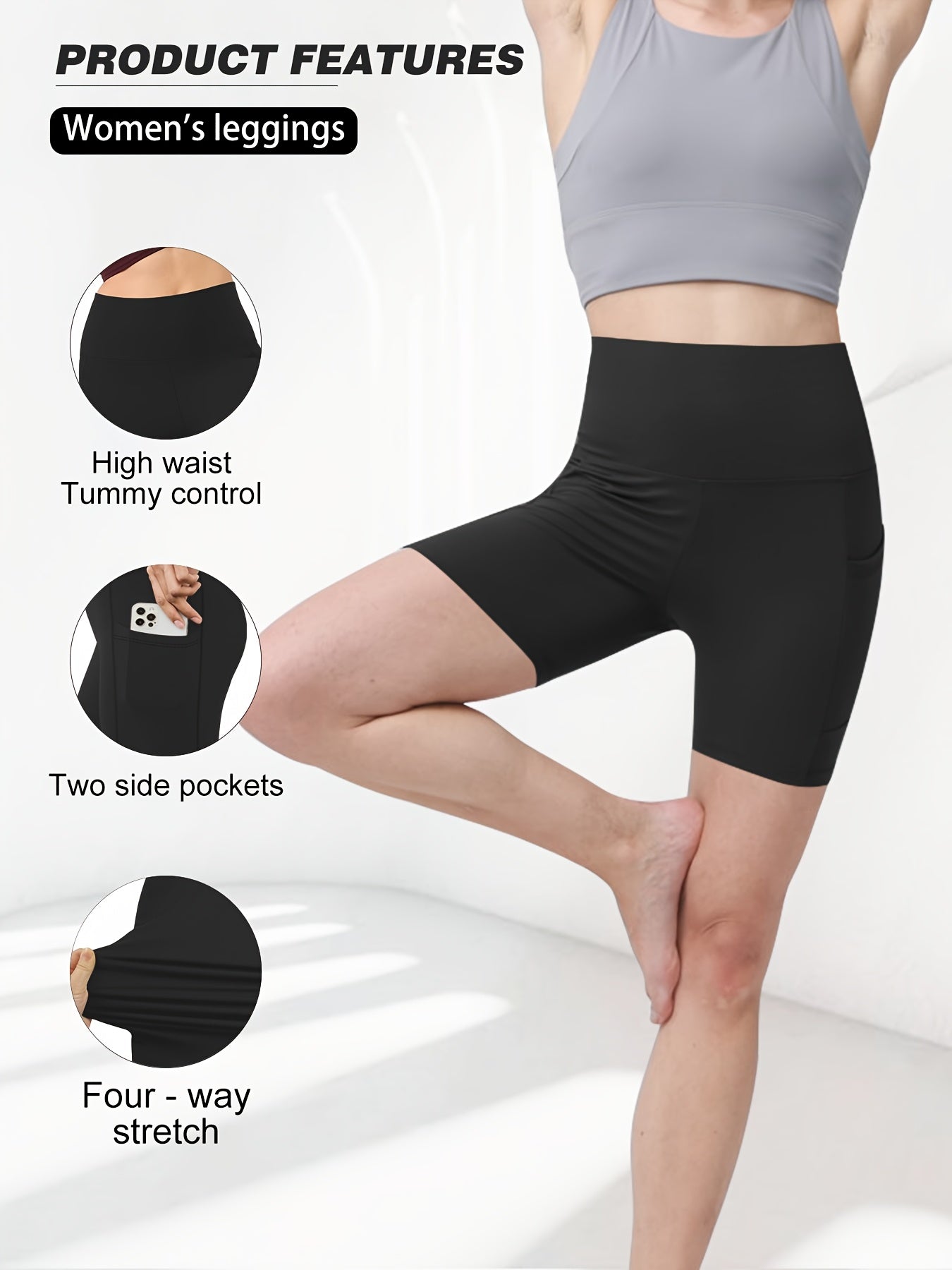 Women's Butt Lifting Yoga Shorts High Waist – Tummy Control Workout Shorts for Gym Fitness Running Cycling – Anti-Chafing Sports Shorts with Inner Safety Lining, Sizes S-XXL