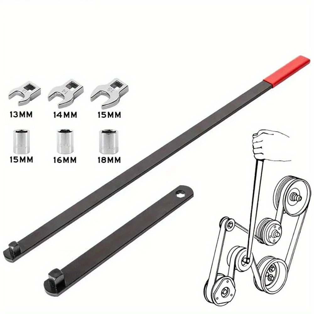 Serpentine Belt Tool Set 8/16 Piece - Universal 3/8 and 1/2 Drive Belt Tensioner Wrench, Idler Pulley Adjuster, Chrome Vanadium Steel, Professional Automotive Belt Removal and Installation Kit for Car Engine Repair
