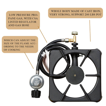 Portable Propane Camp Stove 1 or 2 Burner - Outdoor Gas Cooker with CSA Certified Regulator & Hose for Camping, BBQ, Home Brewing, Turkey Fry & Patio Cooking