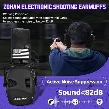 Electronic Shooting Ear Protection Earmuffs NRR 23dB – Noise Cancelling Hearing Protection with Sound Amplification, Adjustable Headband, ANSI Certified for Shooting, Hunting, Mowing & Industrial Use