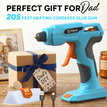 Cordless Hot Glue Gun USB Rechargeable with 25 Glue Sticks – 20 Second Fast Heating Anti-Drip Safety Design for DIY Crafts Home Repair Plush Toy Repair and Handmade Projects – Pink Grey Blue
