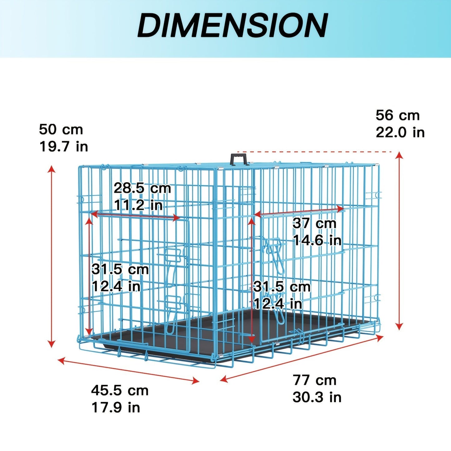 Foldable Metal Wire Dog Crate for Small Dogs & Rabbits – Adjustable Divider Panel, Leak-Proof Plastic Pan, Indoor Outdoor Pet Kennel for Chihuahuas Toy Breeds Small Animals, Multiple Sizes