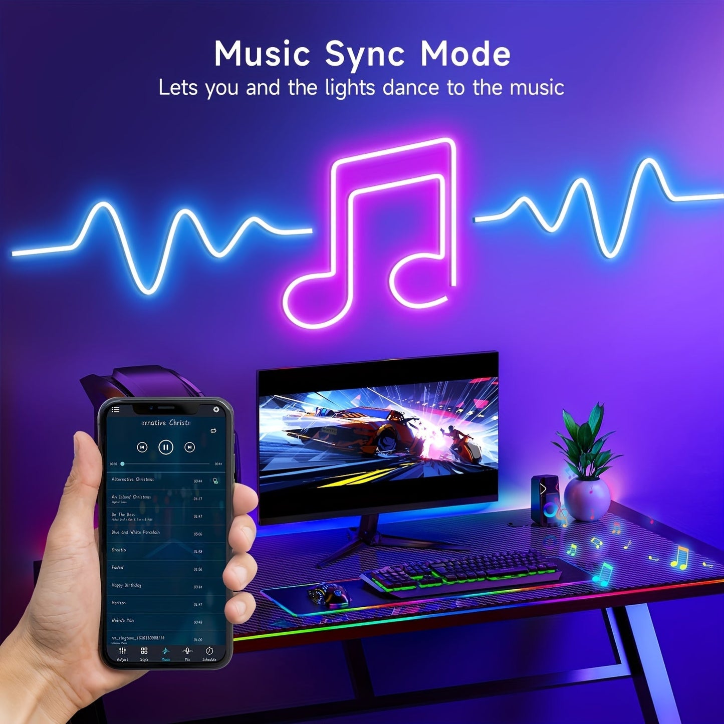 RGB LED Neon Rope Light IP65 Waterproof – App & Remote Control, Music Sync Color-Changing Silicone Strip 3.2ft/9.8ft/16.4ft for Gaming, Bedroom, Indoor & Outdoor Decoration