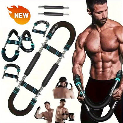 U-Shaped Adjustable Chest and Arm Muscle Strength Trainer 60-100 lbs Spring Resistance Band Triceps Chest Workout Equipment 2-Level Adjustment Detachable Portable Home Gym Fitness