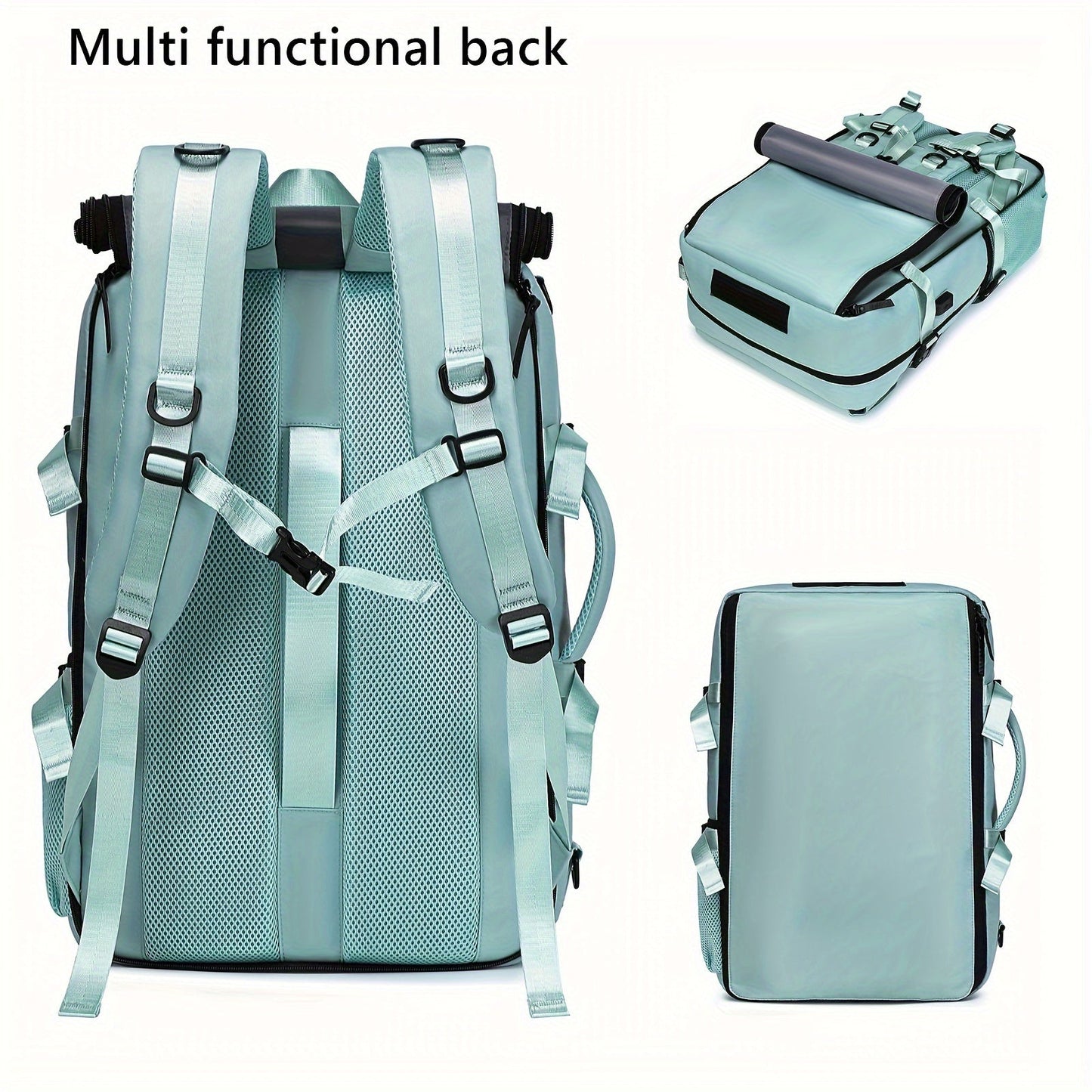 Large Laptop Backpack with Shoe Compartment – Multi-Functional Travel Backpack for Men & Women, Business, College & Carry-On Bag with USB Charging Port, Waterproof, Fits 15.6" Laptop