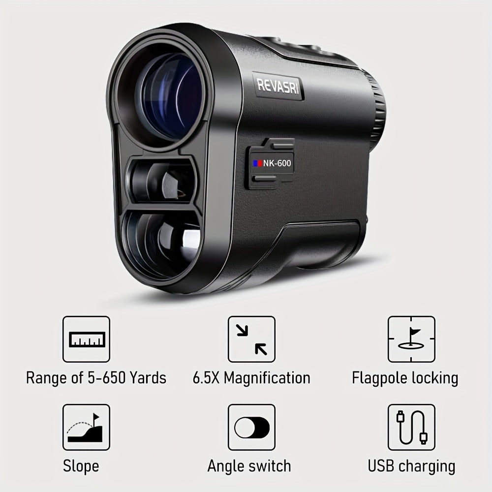 REVASRI Golf Rangefinder 650 Yards – Laser Range Finder with Golf Mode Slope Compensation Speed Height Horizontal Vertical Distance Two-Point Measurement for Golf Hunting Archery Outdoor