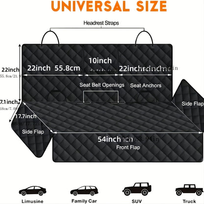 Dog Car Seat Cover for Back Seat – Waterproof Anti-Slip Anti-Scratch, Washable Pet Car Seat Protector with Armrest Compatible, Fits Most Cars SUVs Trucks, Black & Skull Flower