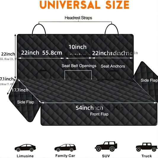 Dog Car Seat Cover for Back Seat – Waterproof Anti-Slip Anti-Scratch, Washable Pet Car Seat Protector with Armrest Compatible, Fits Most Cars SUVs Trucks, Black & Skull Flower