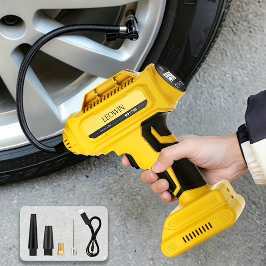 Portable Tire Inflator Air Compressor – 150 PSI Cordless Handheld Air Pump with Auto-Shutoff, Digital Pressure Gauge & LED Light for Cars, Motorcycles, Bikes & Balls, Rechargeable