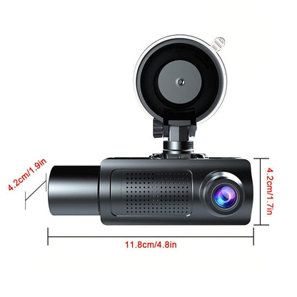 3-Channel Dash Cam with Infrared Night Vision & Smartphone App – Front, Rear & Interior Car Camera with Loop Recording, Wide Angle Lens, Optional 64GB/512GB Memory Card for Cars, Trucks & Rideshare