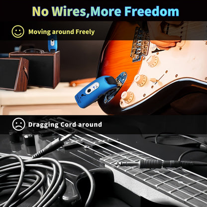Wireless Guitar System 2.4GHz with 270° Rotatable Plug & Built-In Rechargeable Battery – Transmitter Receiver for Electric Guitar, Acoustic, Bass, Violin & Keyboard – Velora