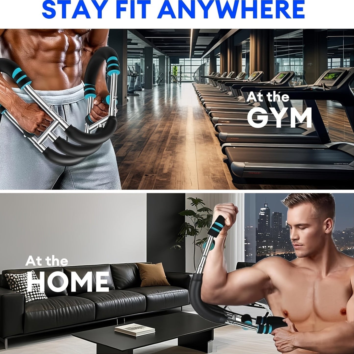 Arm Strength Trainer Chest Expander 3-Bar 3-Level Adjustable Resistance Tubes Portable Detachable Forearm Strengthener Home Gym Workout Device for Muscle Building Upper Body Training