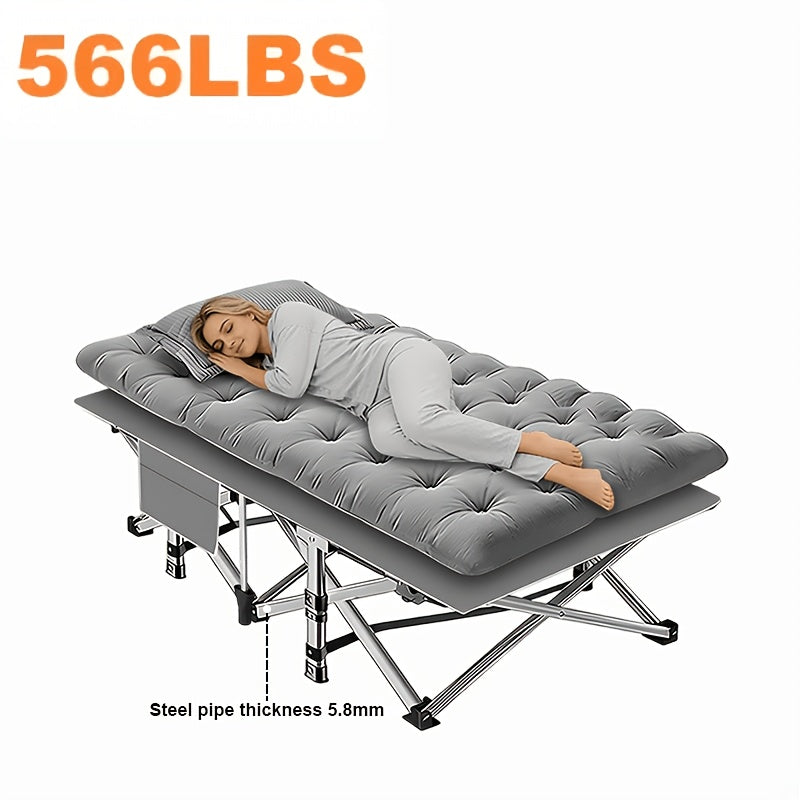 Heavy Duty Folding Guest Bed & Camping Cot – 566/766 lbs Capacity, 67"/79" Options, Optional Mattress, Portable Adult Outdoor Travel Bed for Camping Patio & Guests