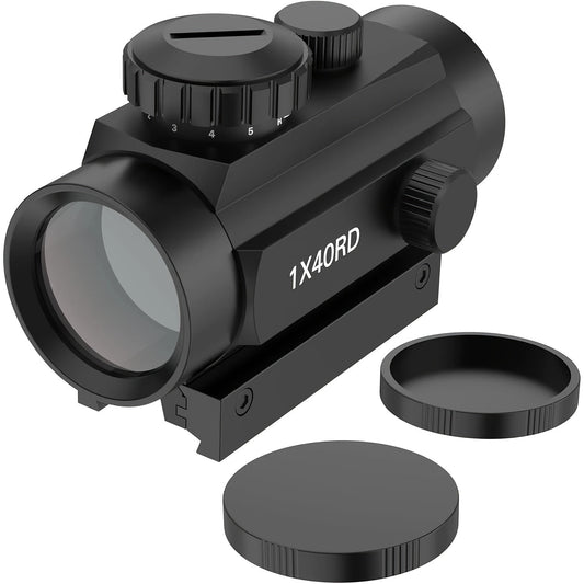 Tactical Red Green Dot Rifle Scope 1x40mm Reflex Sight – Aluminum Alloy Reflector Optic, Fits 20mm Picatinny Weaver Rail & 11mm Dovetail Rail – for Hunting, Shooting & Tactical Use