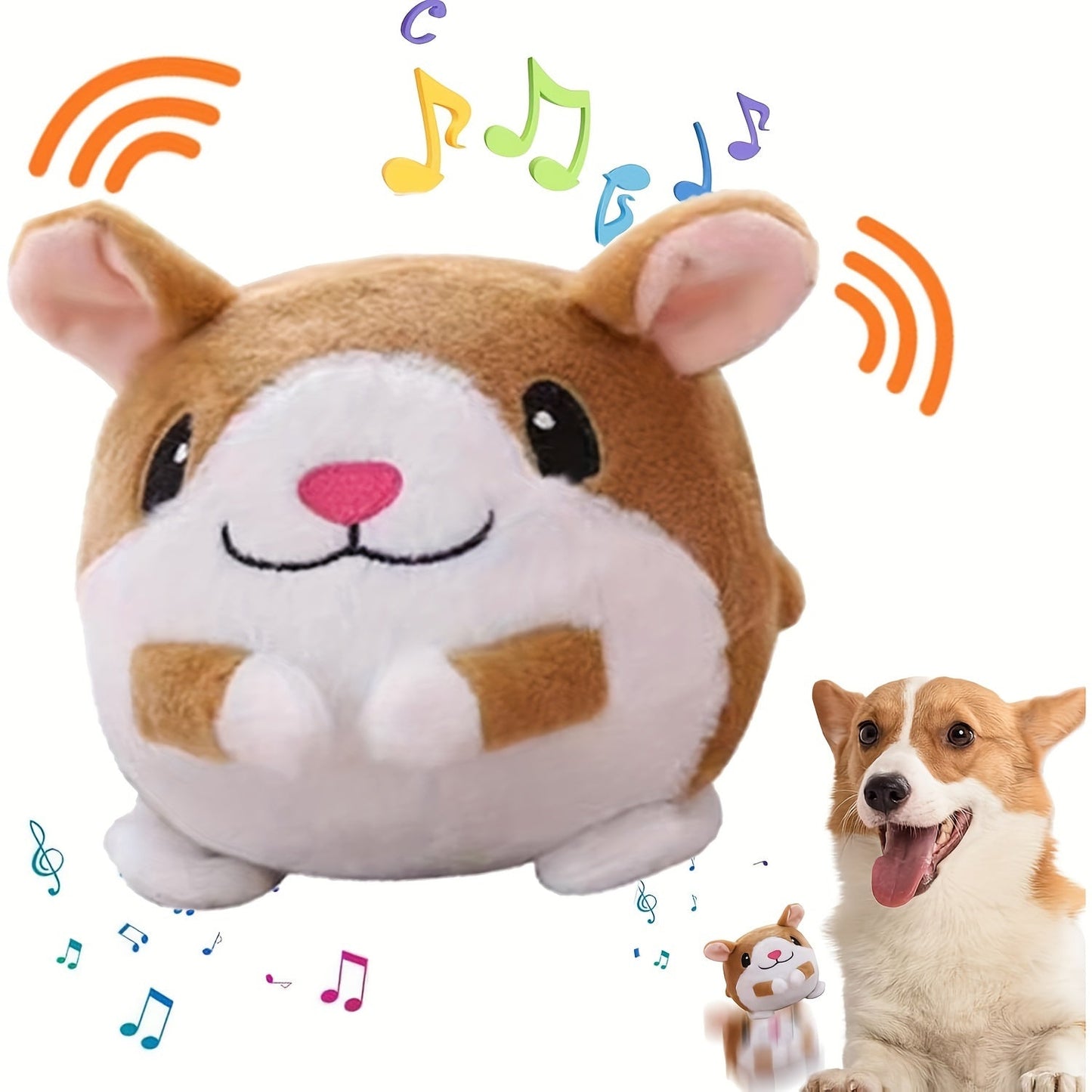 Smart Bouncing Dog Toy Ball with Recording & Music Mode – Rechargeable Interactive Pet Toy for Small Medium Large Dogs, Washable Squeaky Jumping Ball, Keeps Dogs Busy