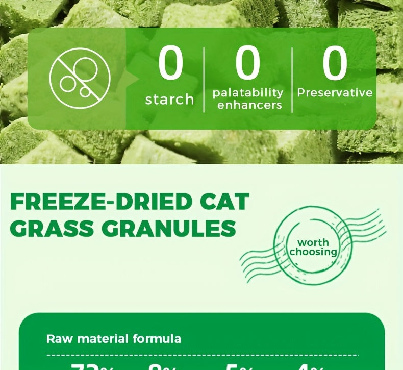 Freeze-Dried Cat Grass Hairball Control Tablets – Natural Mint Molar Sticks & Granules, Chicken Flavor Cat Snacks for Dental Health & Hair Removal