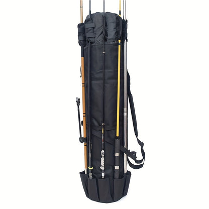 Fishing Rod Bag Large Capacity Folding Durable Fishing Gear Carrier Bag Multifunctional Rod Holder Case with Two Lead Weights Fits Multiple Rods Tackle Organizer for Freshwater Saltwater Fishing