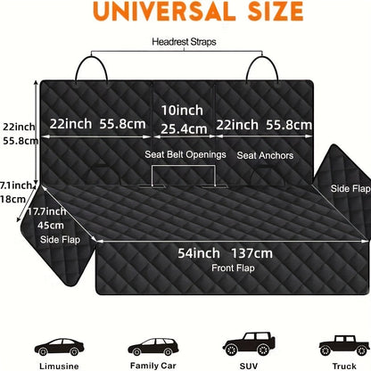 60/40 Split Bench Car Seat Cover for Cars Trucks SUVs – Waterproof Back Seat Protector for Pets & Kids, Easy Clean 100% Polyester, Universal Fit, Black