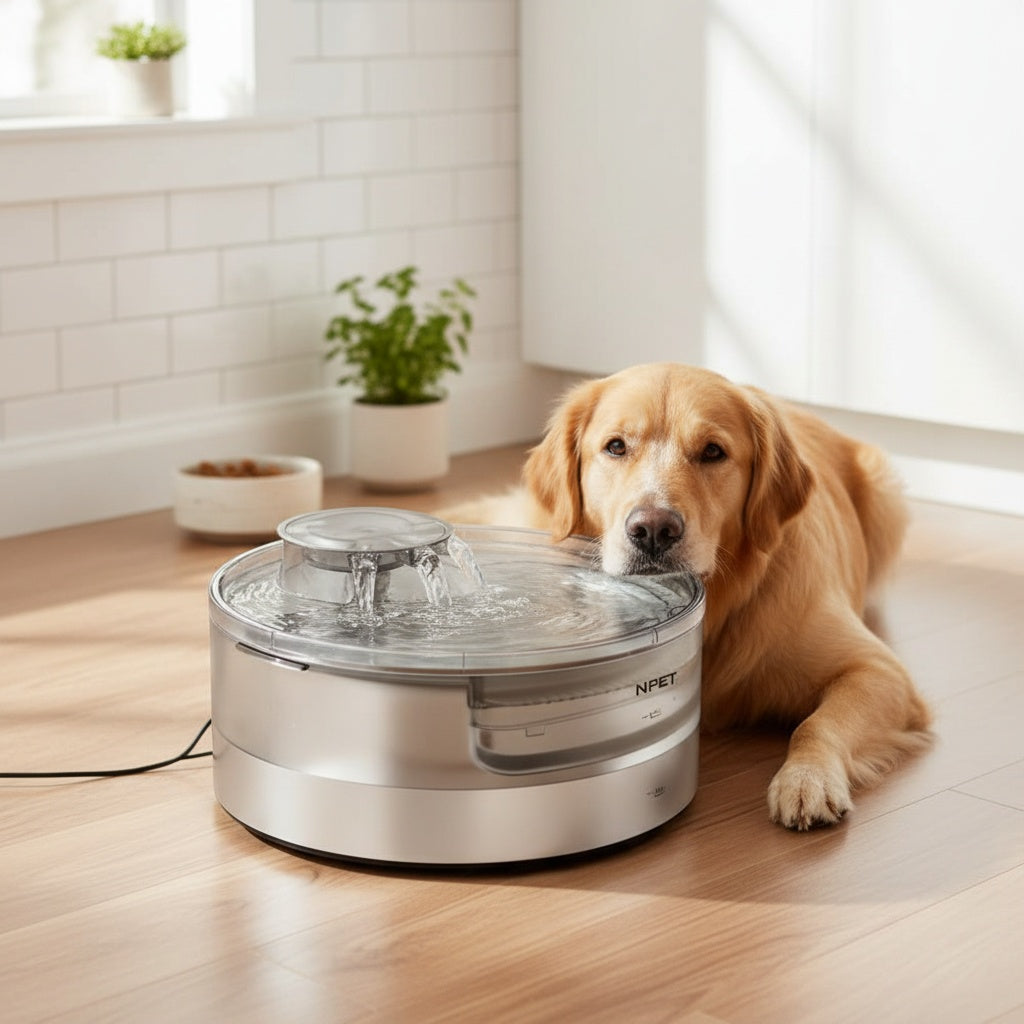Automatic Dog Water Fountain 1.3 Gallon Large Capacity Pet Water Dispenser with Splatter Guard Cleaning Kit Low Voltage USB for Dogs Cats Multiple Pets