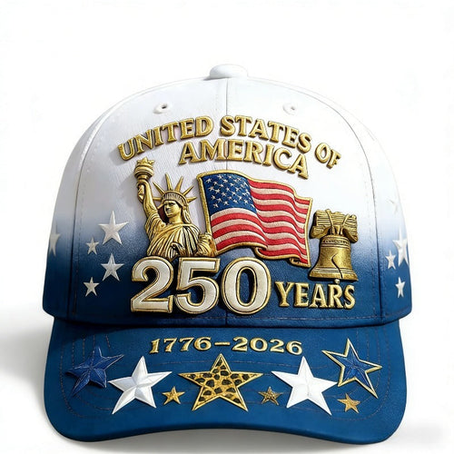 USA 250th Anniversary Patriotic 3D Print Baseball Cap – Statue of Liberty, Liberty Bell & Stars Design, Unisex Adjustable Sun Hat for July 4th, Outdoor Hiking & Commemorative Gift