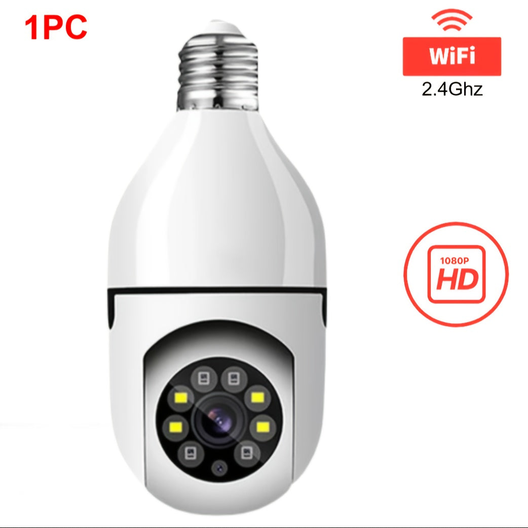 3MP Light Bulb Security Camera WiFi 2.4GHz 1080P Wireless Surveillance Full Color Night Vision Two Way Audio Motion Detection 360 Pan Tilt Home Security Indoor Camera 1 2 Pack