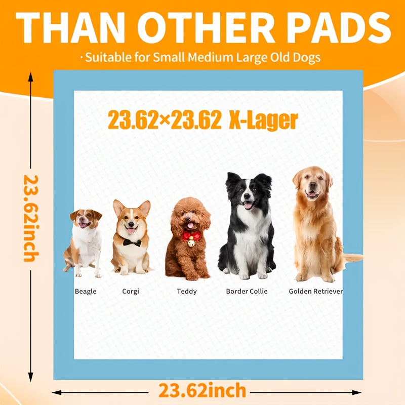 Extra Large Dog Pee Pads 24x24 Inch – Super Absorbent Leak-Proof Disposable Puppy Potty Training Pads with Odor Control, Indoor & Outdoor Use, Available in 50-Pack & 200-Pack