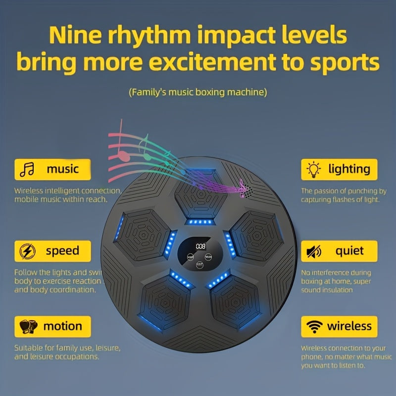 Wall Mounted Musical Boxing Machine with LED & Music, Home Gym Punch Training Target Equipment for Boxing Exercise & Stress Relief, Ordinary, Upgrade & Premium Models - Fun Indoor Sports Fitness