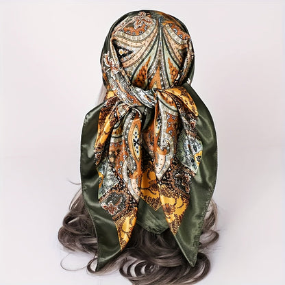 6pcs Vintage Satin Square Scarves for Women – Elegant Polyester Paisley & Floral Headwrap Bandana Set in 6 Designs & Assorted Colors, Perfect for Formal Casual Events Hair Accessories Gift