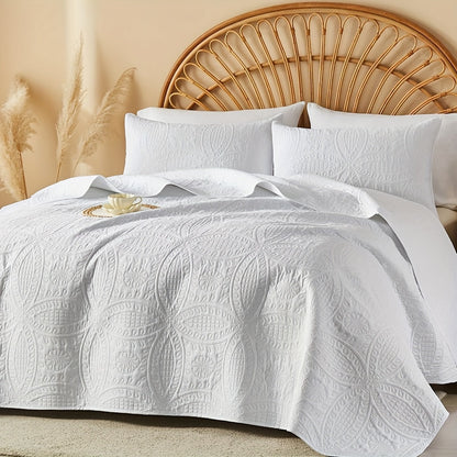 Cooling Summer Quilt Set 2-3 Piece Lightweight Breathable Microfiber Bedspread – Modern Coin Pattern Coverlet Twin Queen King, All Season, Multiple Colors, Holiday Gift for Family