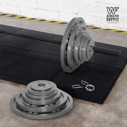 Cast Iron Weight Plates 2-Inch Olympic Solid Baked Enamel for Strength Training Powerlifting Bodybuilding Home Gym Barbell – 2.5 5 10 25 45 100LB CAPHAUS