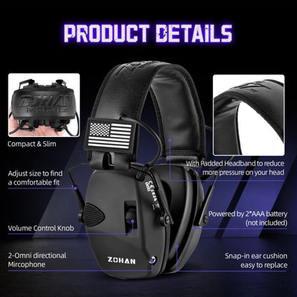 Electronic Shooting Ear Protection Earmuffs NRR 23dB – Noise Cancelling Hearing Protection with Sound Amplification, Adjustable Headband, ANSI Certified for Shooting, Hunting, Mowing & Industrial Use