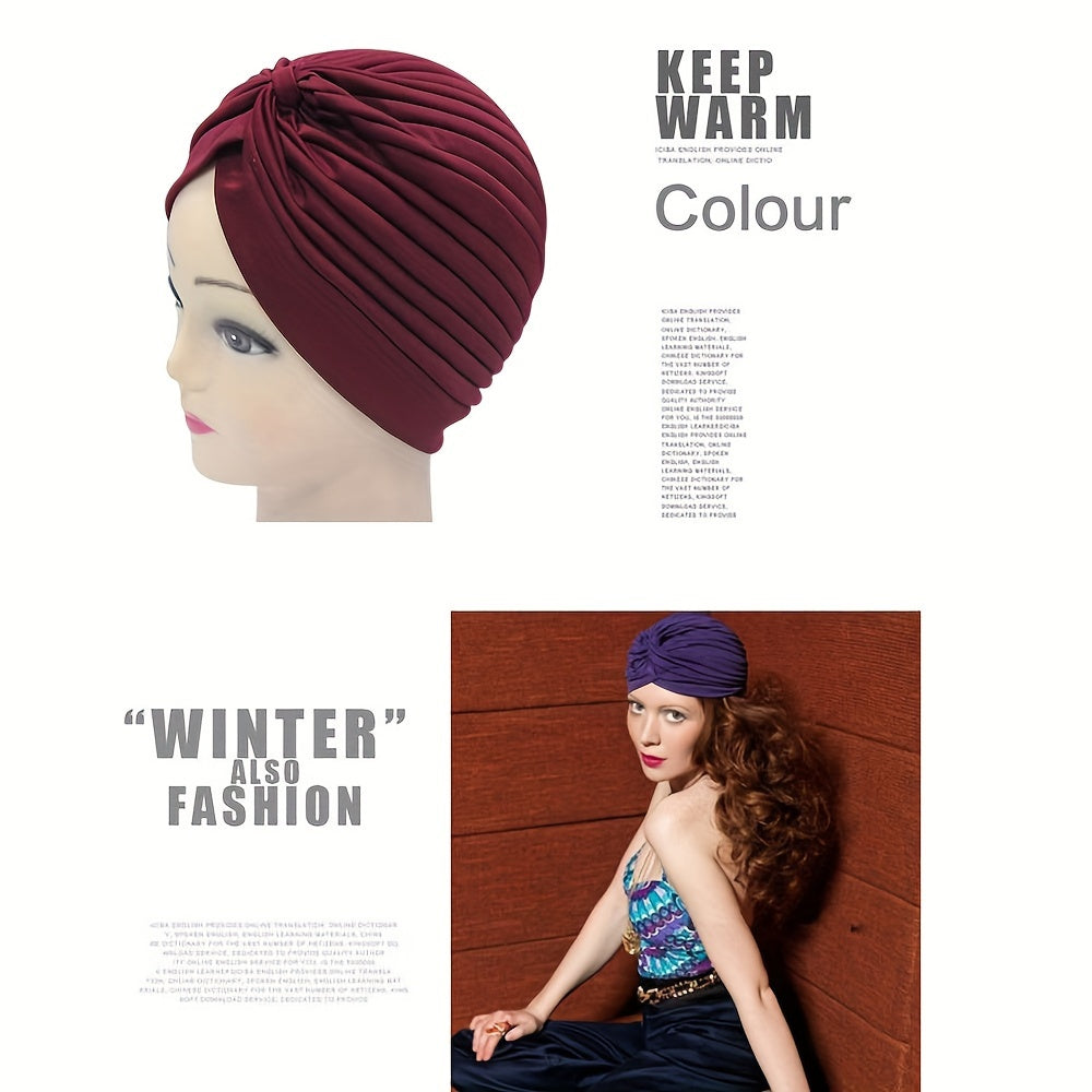 15-Pack Bohemian Turban Head Wraps for Women – Pre-Tied Pleated Head Scarves, Multicolor Twisted Hair Wraps & Beanie Caps, Breathable Ultra-Soft Headbands for Chemo, Hair Loss & Everyday Style