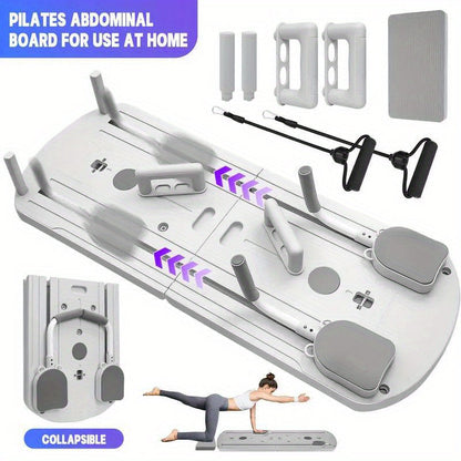 8-in-1 Foldable Pilates Board with Resistance Bands – Multi-Functional Core Abdominal Trainer, Anti-Deformation PP Material, Stable Flat Design, Compact Storage, Home Gym Equipment for Men & Women