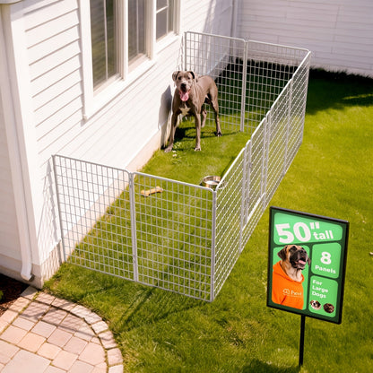 FXW Dog Playpen Heavy Duty Metal Pet Fence with Gate – 8/16/24/32/48 Panels, 24/32/40 Inch Height, Indoor & Outdoor Exercise Pen for Large Medium Small Dogs, Portable Yard Garden RV Camping Enclosure