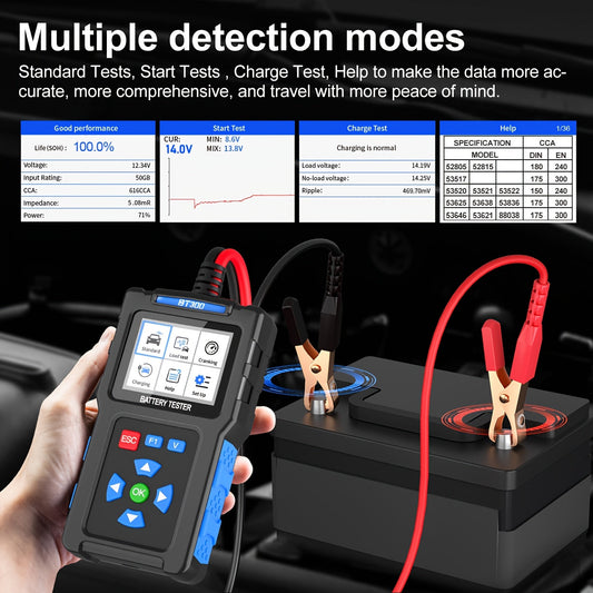 Car Battery Load Tester 12V 24V BT300 - 20-2000 CCA Digital Automotive Battery & Alternator Analyzer, Cranking Charging System Tester for Cars Trucks Motorcycles SUV Marine AGM Gel Lead-Acid