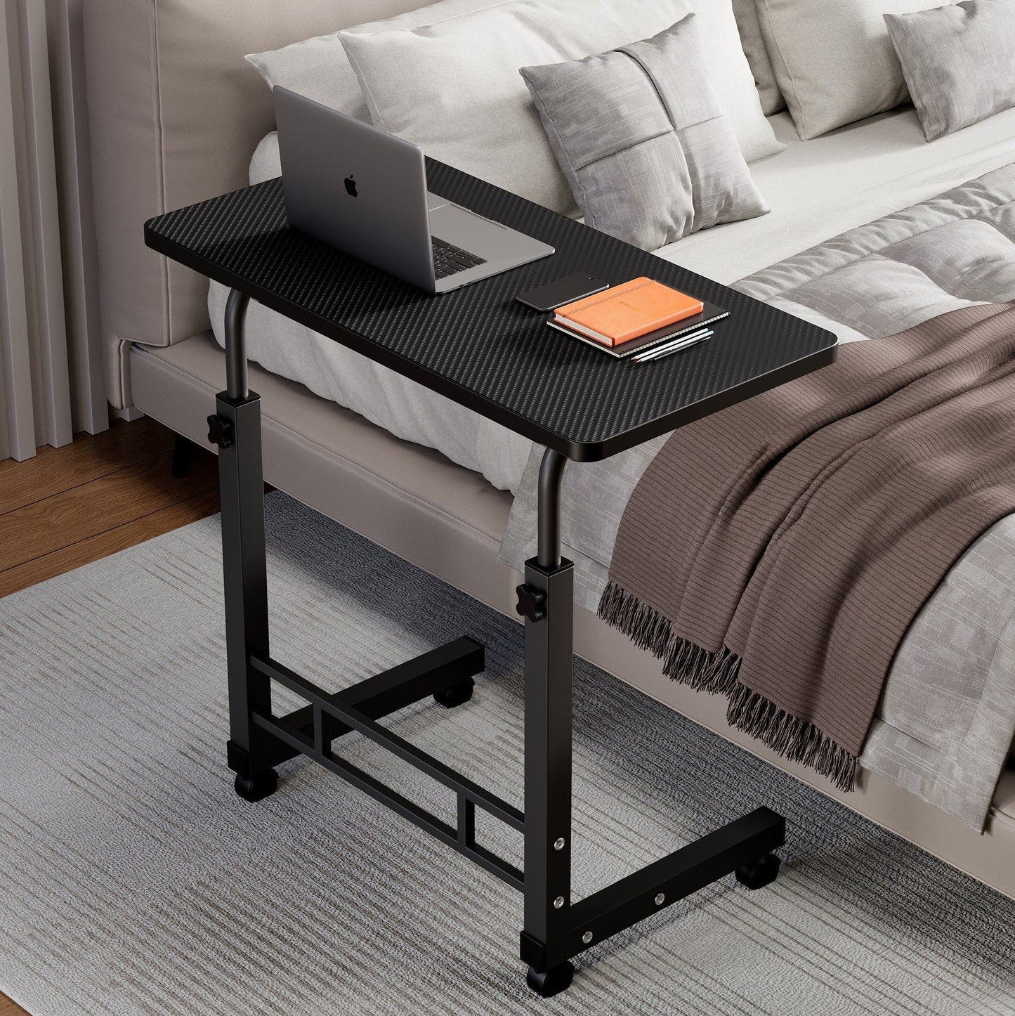 Mobile Lift Table Adjustable Height Rolling Laptop Desk Bedside Sofa Side Table for Bedroom Home Office