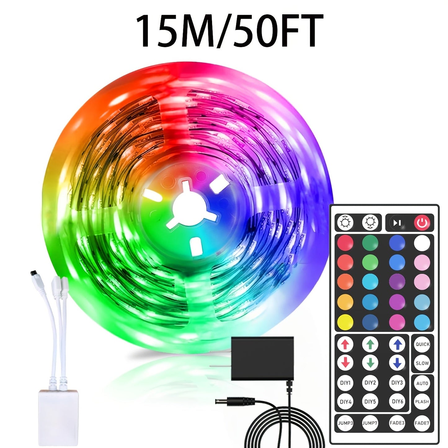 LED Strip Lights 100ft RGB Color Changing – Smart Remote Control, Stepless Dimming, Flashing & DIY Modes, Indoor TV Backlight, Bedroom, Living Room, Stairs, Party & Holiday Decor