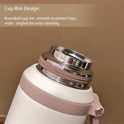 600ml Stainless Steel Tumbler Double Wall Vacuum Insulated Leak-Proof Lid with Handle Cleaning Brush Included Hot Cold Drinks Travel Office Gym Outdoor Water Bottle 20oz