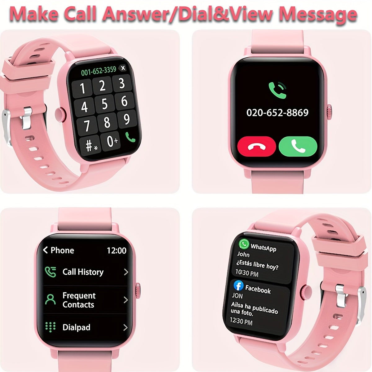 Smartwatch 1.83 Inch HD Screen Bluetooth Call Music Playback Sleep Monitor Step Calorie Fitness Tracker Sports Watch 3 Colors Gift