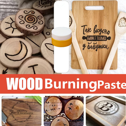 Wood Burning Paste Kit 6 Jars 1.5OZ Heat Activated Gel with Burning Pens & Tools, Pyrography Stencil Etching Cream for Wood Canvas Denim, DIY Craft Set for Beginners & Artists
